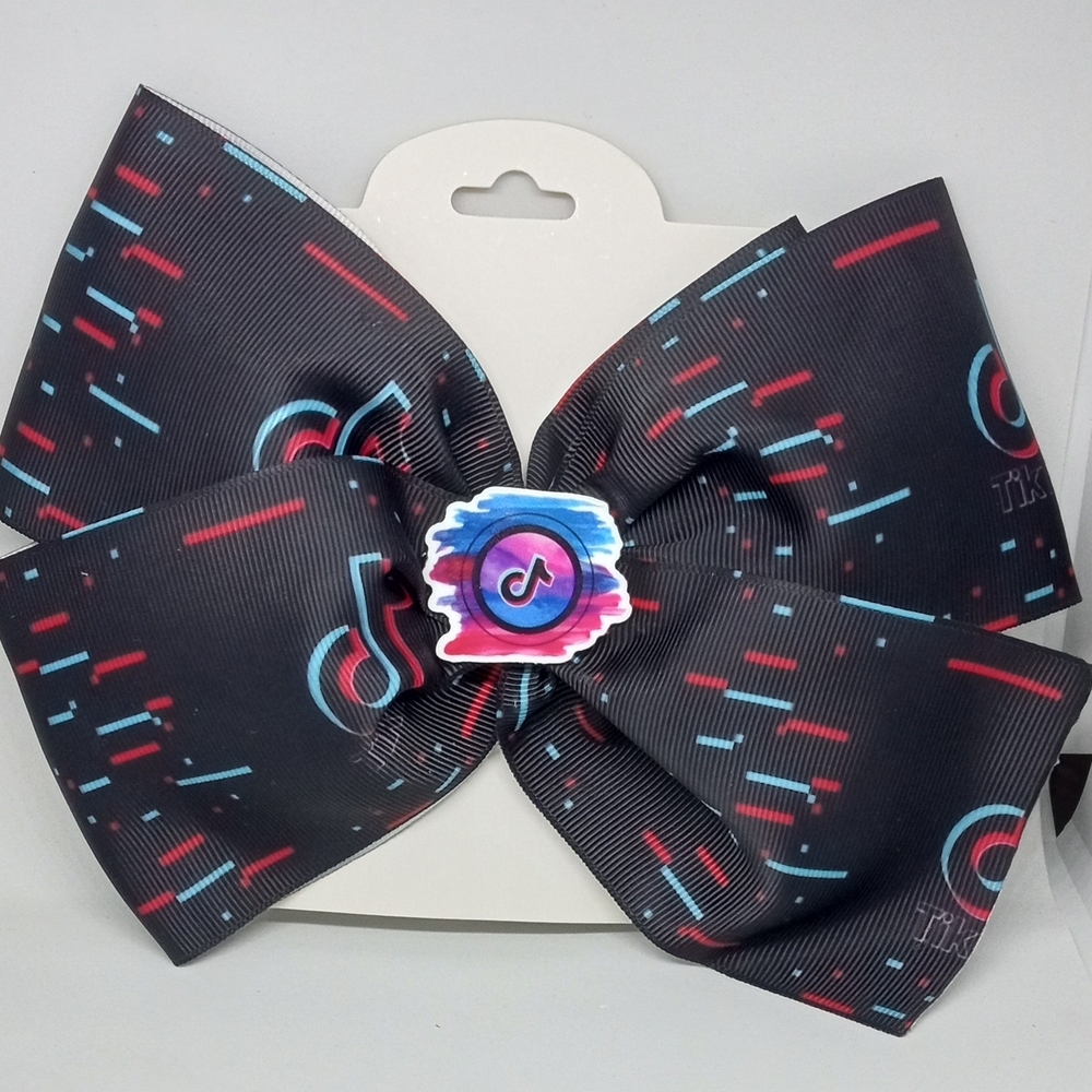 Black and Red Kids Hair Bow Tik Tok